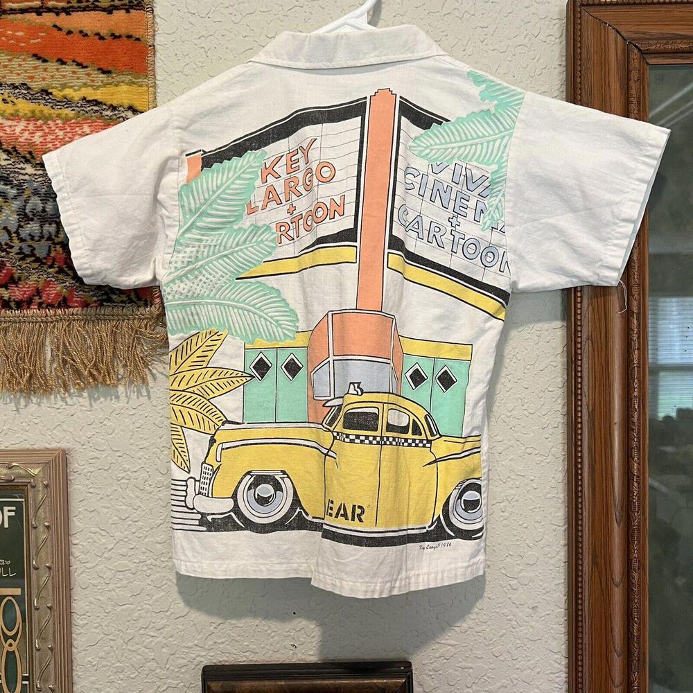 Vintage 1986 Kids Key Largo Graphic Art Polo Size‎ Medium